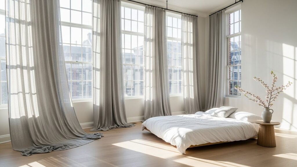 20 Elegant Tall-Window Bedroom Curtains That Add Height