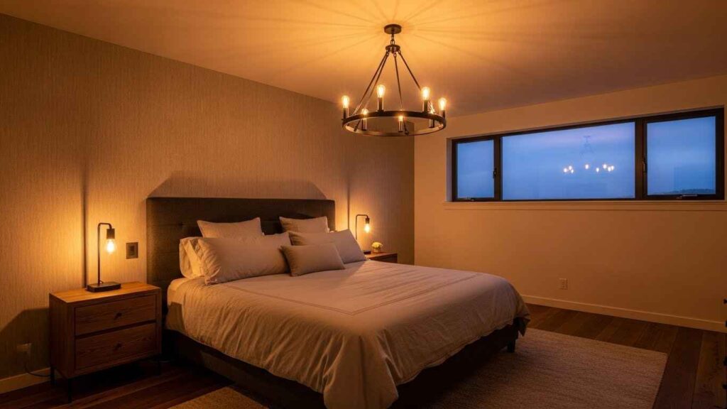 20 Industrial Chic Cozy Master Bedroom Dark Metal Light Fixture Ideas That Bring Edge & Warmth