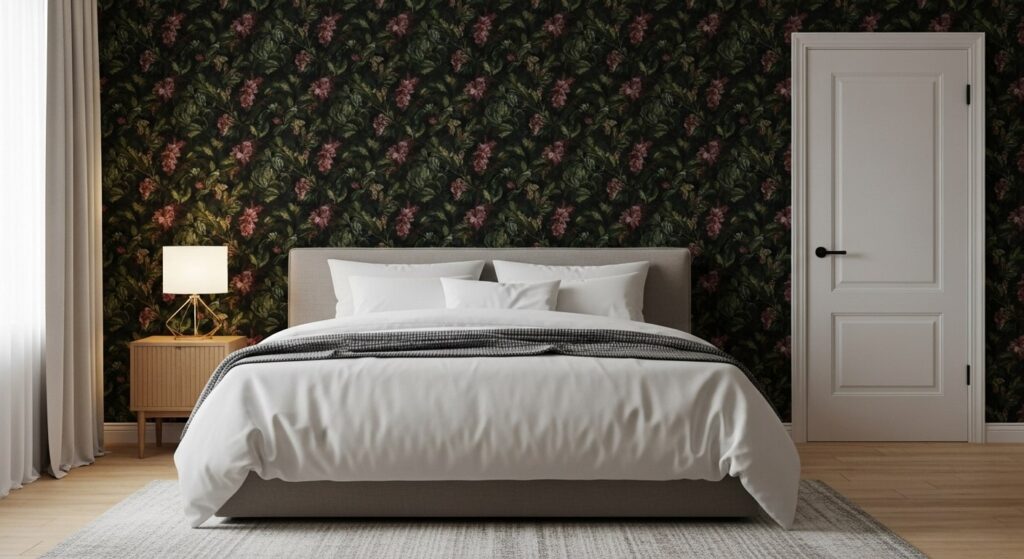 21 Dark-Floral-Wallpaper Bedroom Decor Ideas