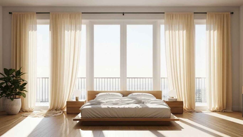 21 Seamless Sliding-Door Bedroom Curtains That Cover Big Glass & Add Warmth