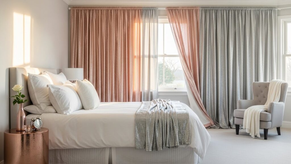 22 Glam Metallic Bedroom Curtains That Sparkle