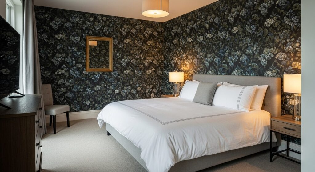 22 Romantic Cozy Master Bedroom Dark Floral Wallpaper Ideas That Add Depth & Softness
