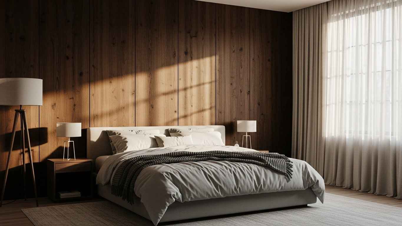 23 Dark-Wood Accent-Wall Bedroom Decor Ideas That Add Richness & Texture