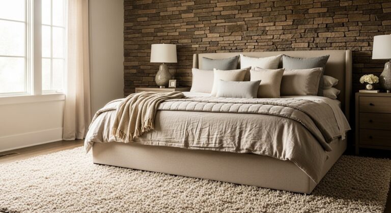 24 Rich Cozy Master Bedroom Textured Wall Ideas