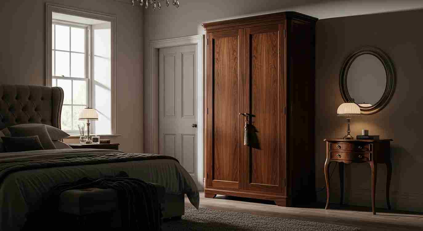 A Grand Dark Walnut Wardrobe