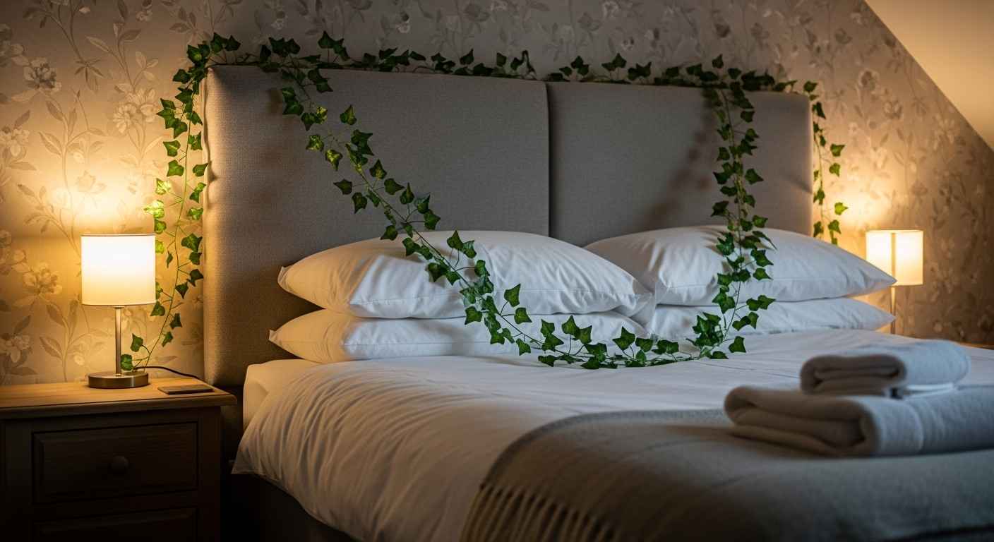 A Lush Headboard with Faux Vines