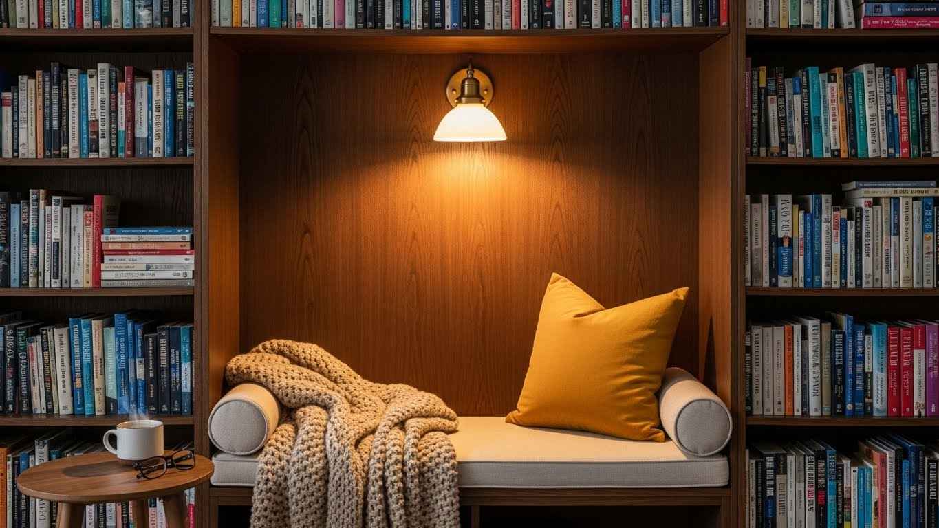 A Nook Built into Bookshelves