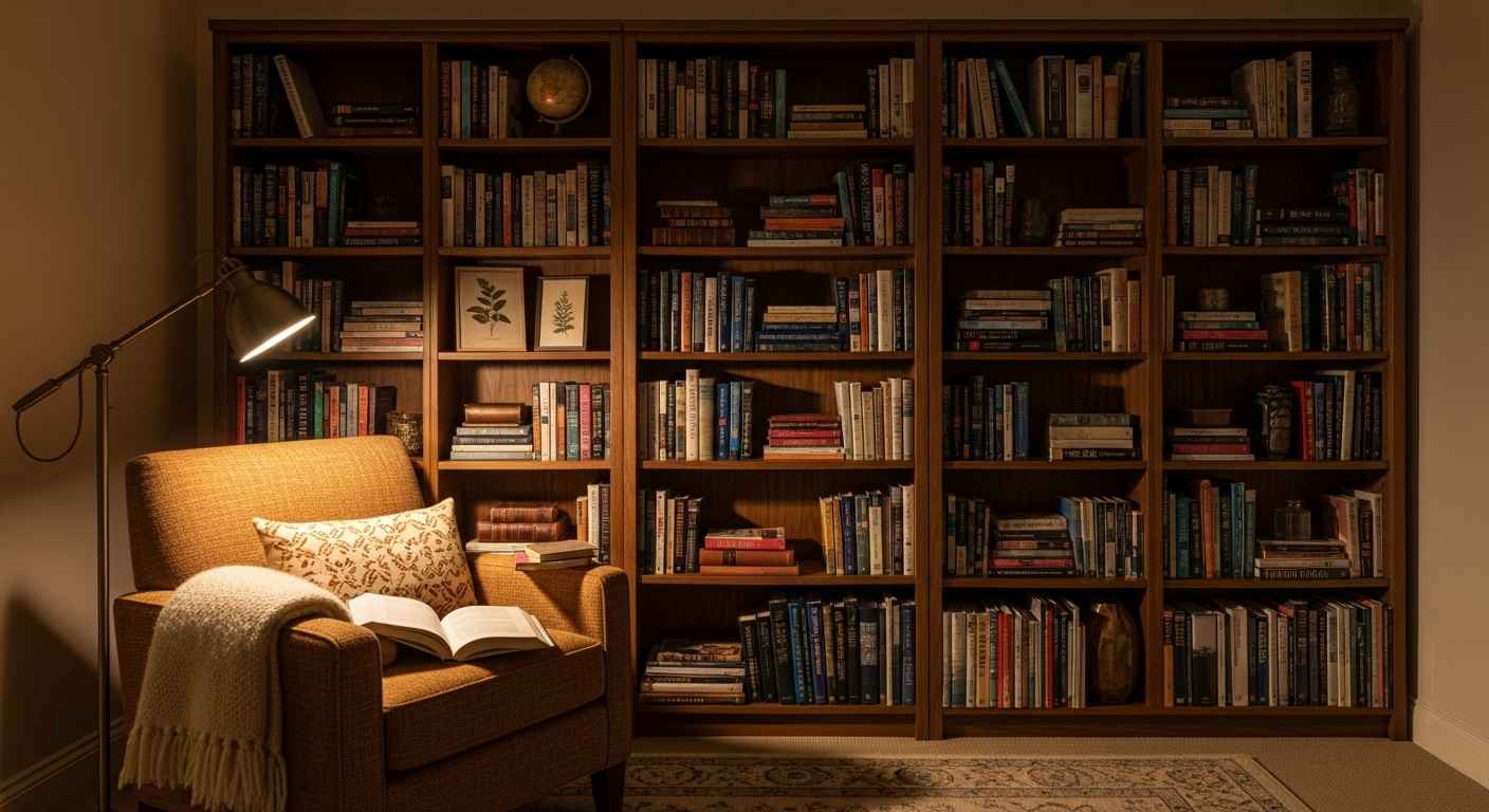 A Nook Defined by Bookshelves