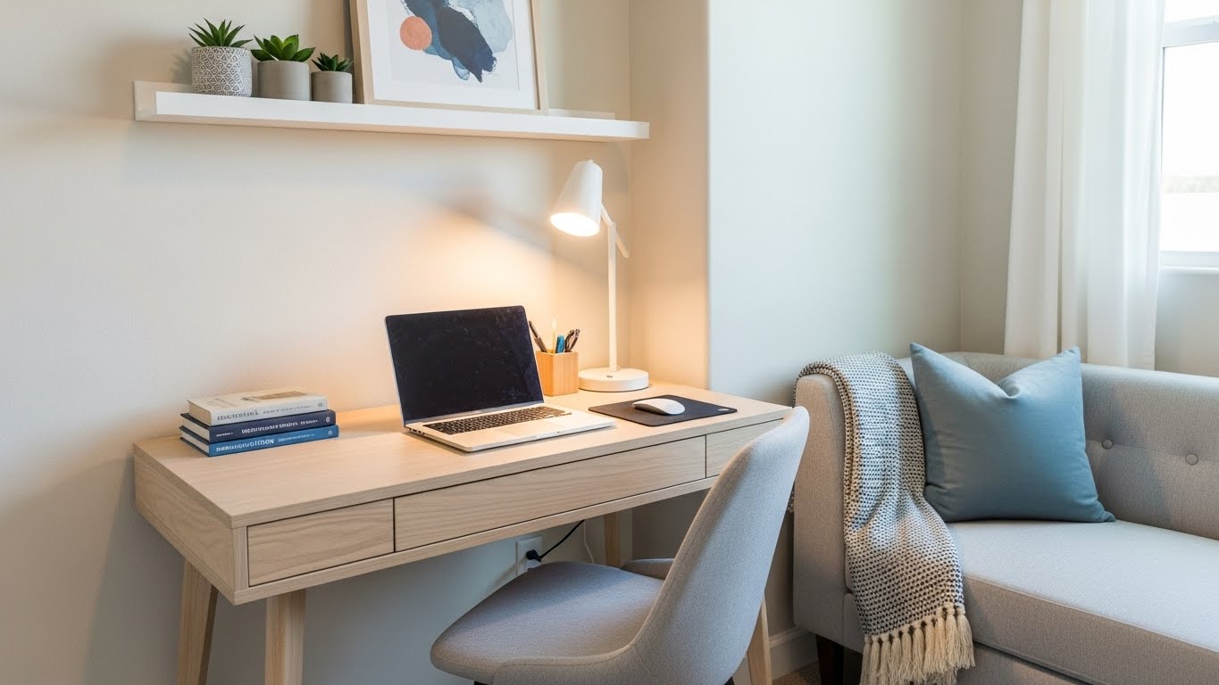 A Small Desk & Settee Workspace