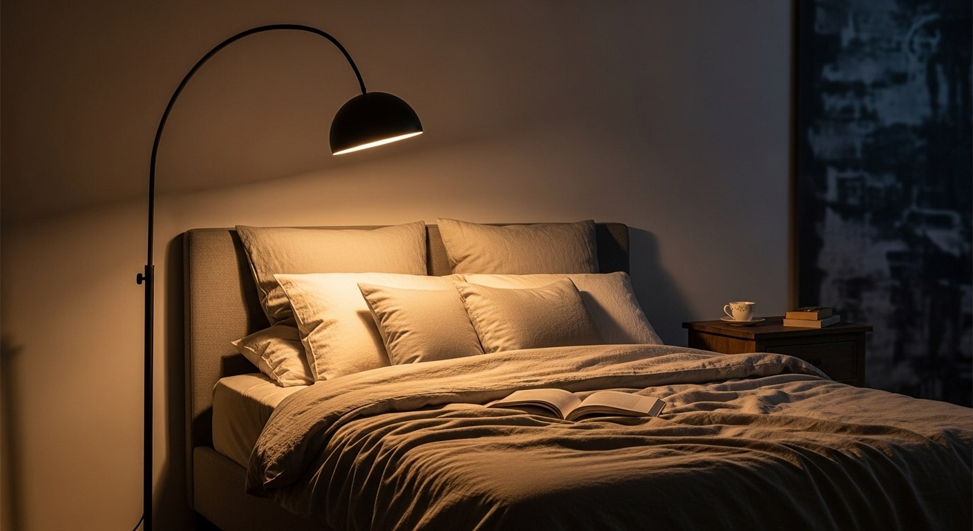 A Stylish Arc Lamp for Over-the-Bed Focus
