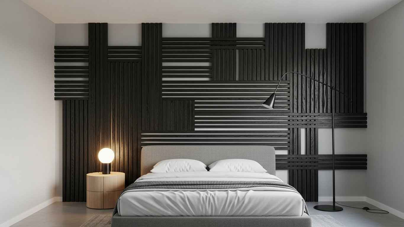 Asymmetrical Wood Slat Design