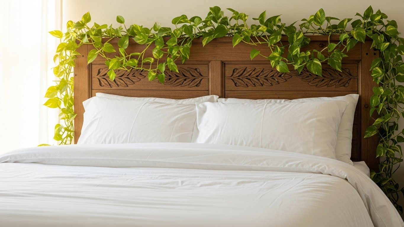 Cascading Pothos for Your Headboard