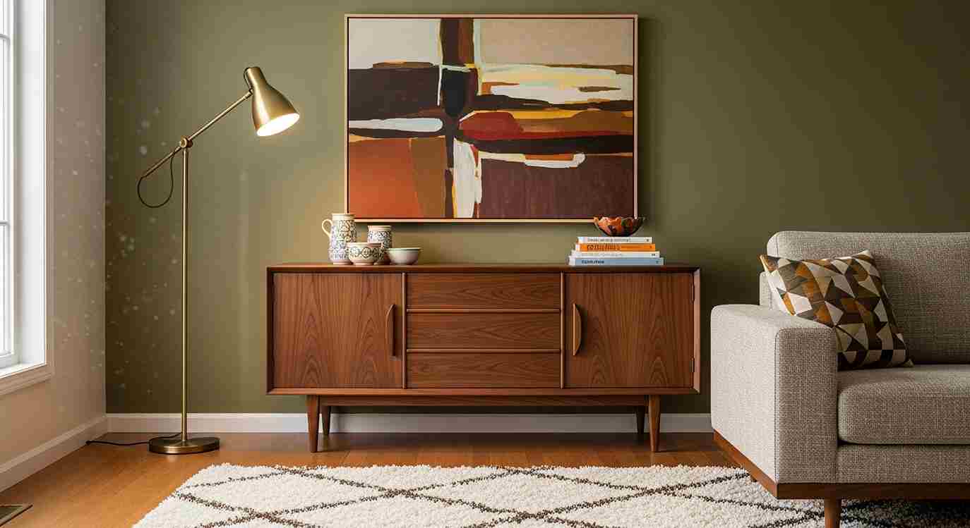 Curvy Dark Walnut Credenza