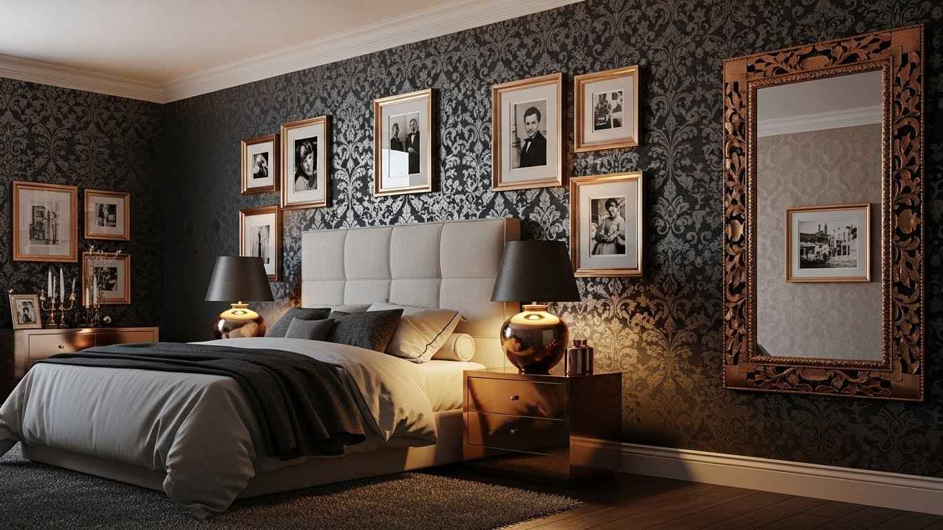 Dark Damask with Warm Metallics