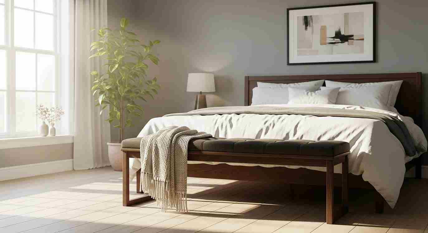 Dark Walnut Bench for the Foot of the Bed