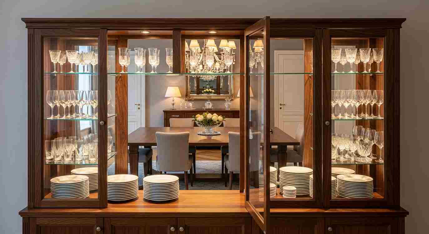 Dark Walnut Display Cabinet