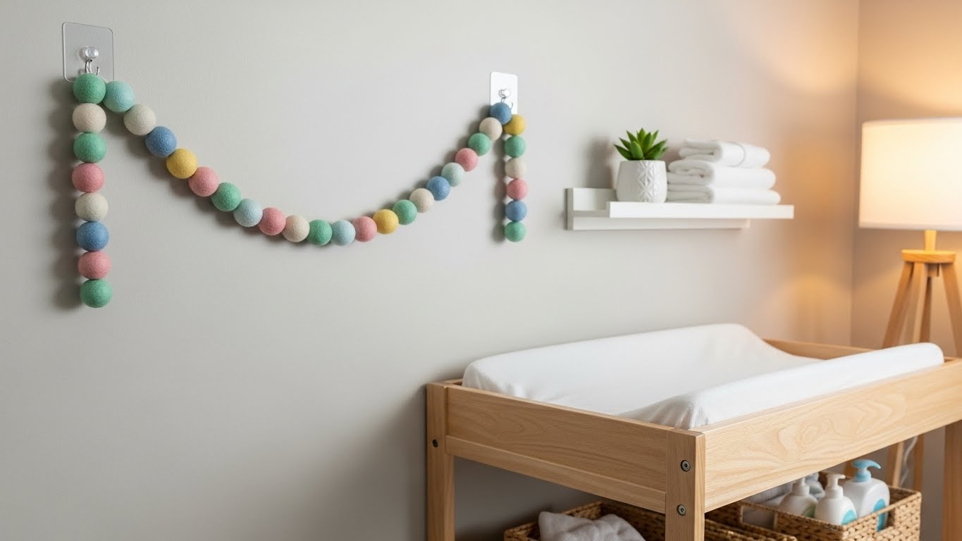 Felt Ball Garlands as Wall Decor