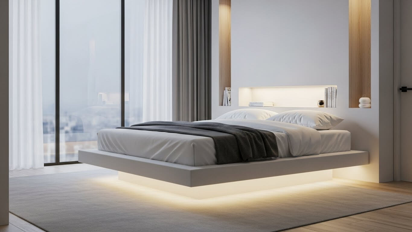 Floating Bed on a Raised Platform