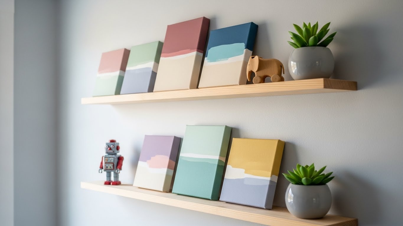 Floating Shelves with Mini Canvases