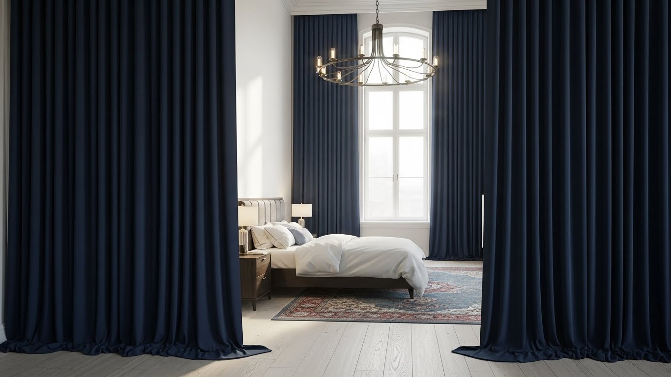 Floor-Length Navy Statement Panels
