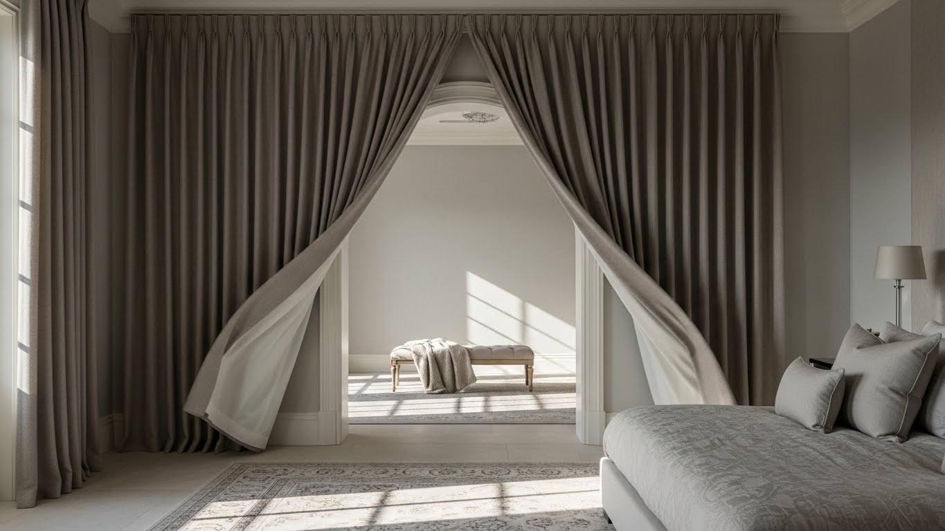 Floor-to-Ceiling Curtained Arch