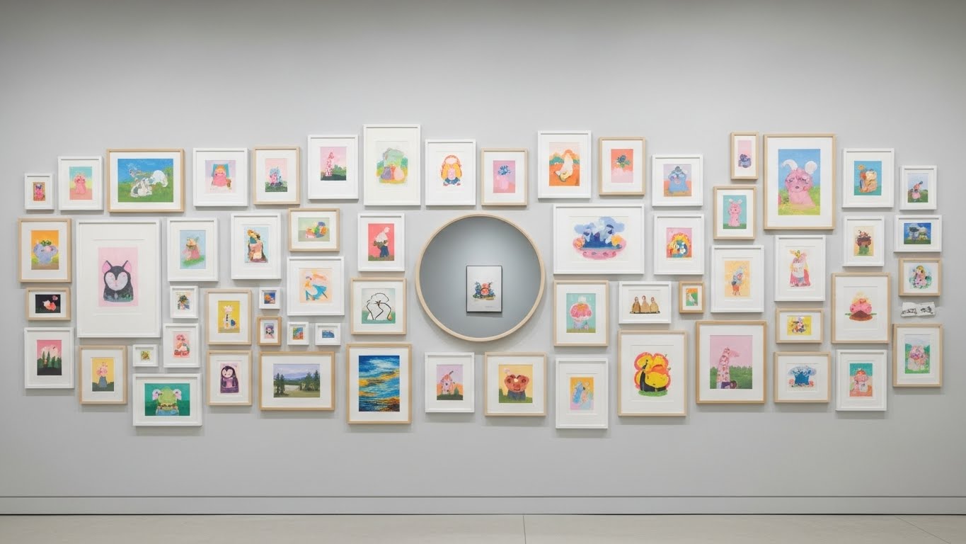 Gallery Wall of Framed Illustrations