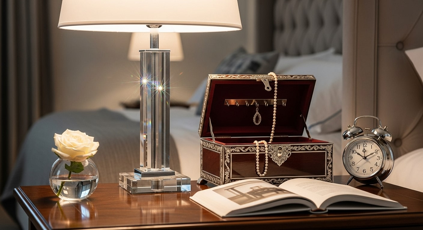 Glamorous Touch with a Crystal Bedside Lamp