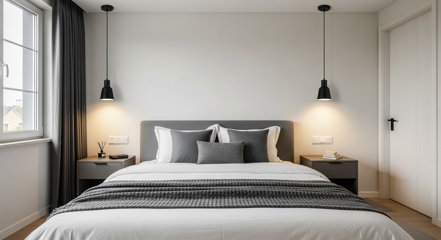 Hanging Pendant Lights on Either Side of the Bed