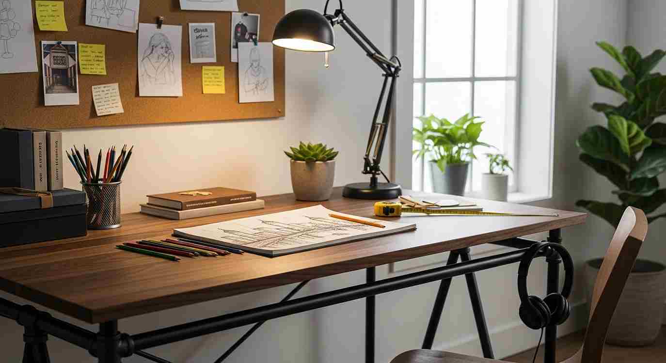 Industrial Dark Walnut Desk