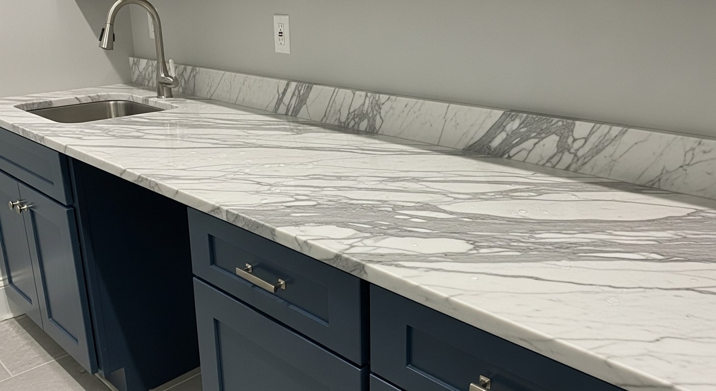 Marble Countertops with Dark Bases