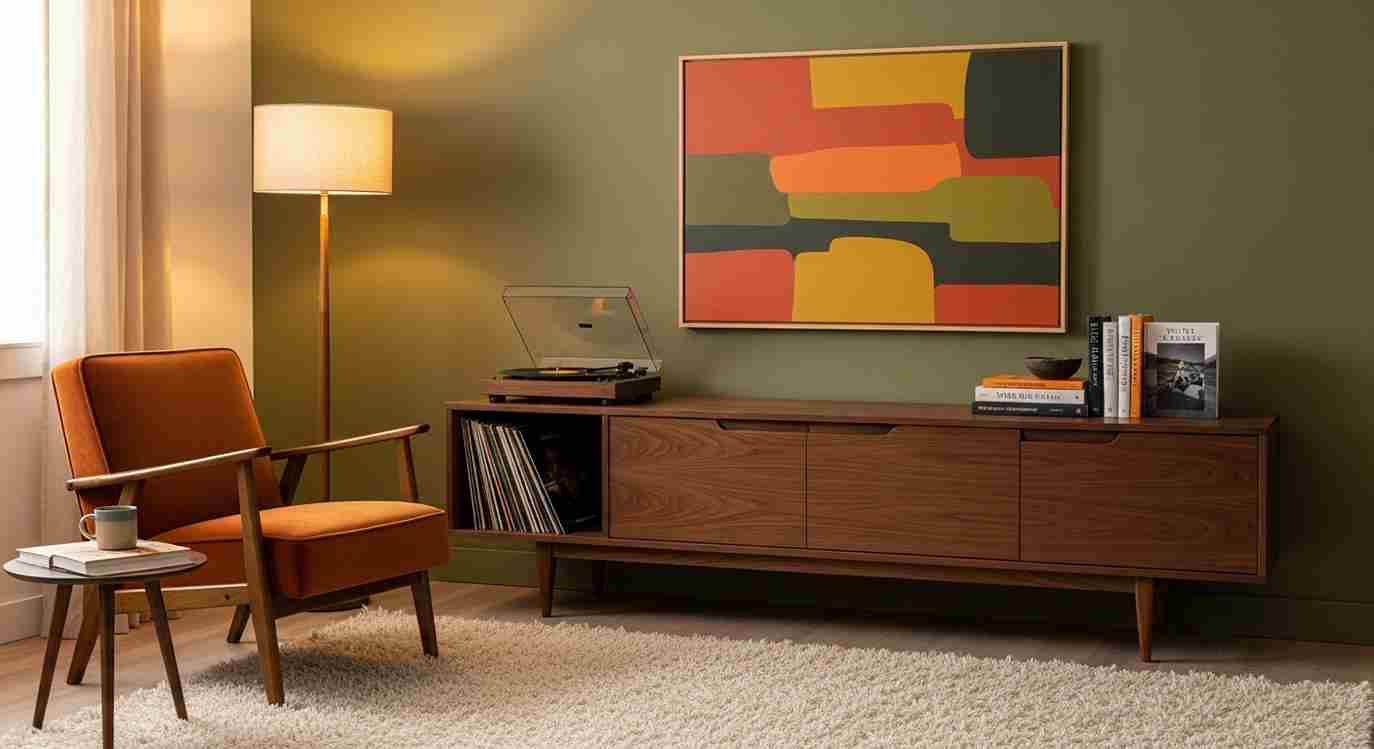 Mid-Century Modern Dark Walnut Credenza