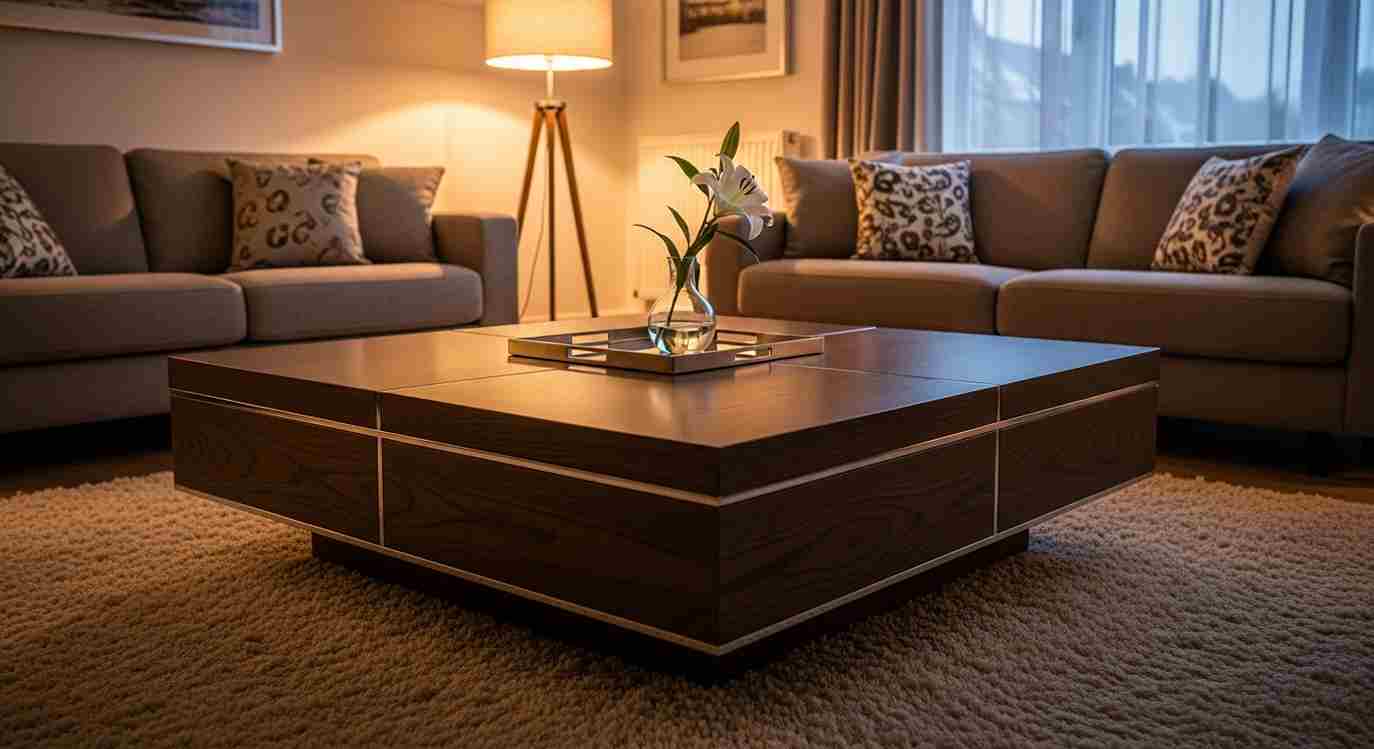 Modern Dark Walnut Coffee Table