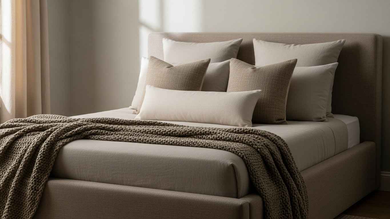 Oatmeal Upholstered Bed Frame