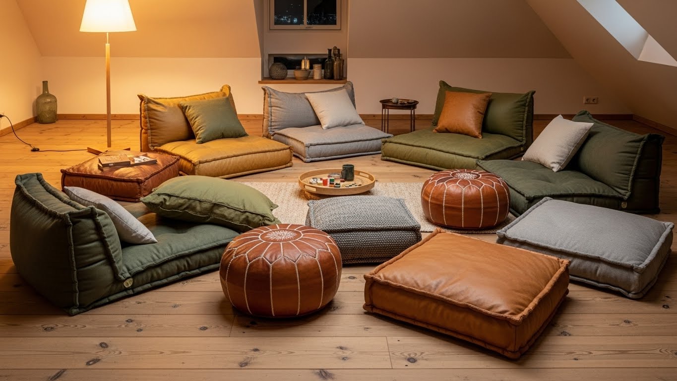 Plush Floor Cushions & Poufs