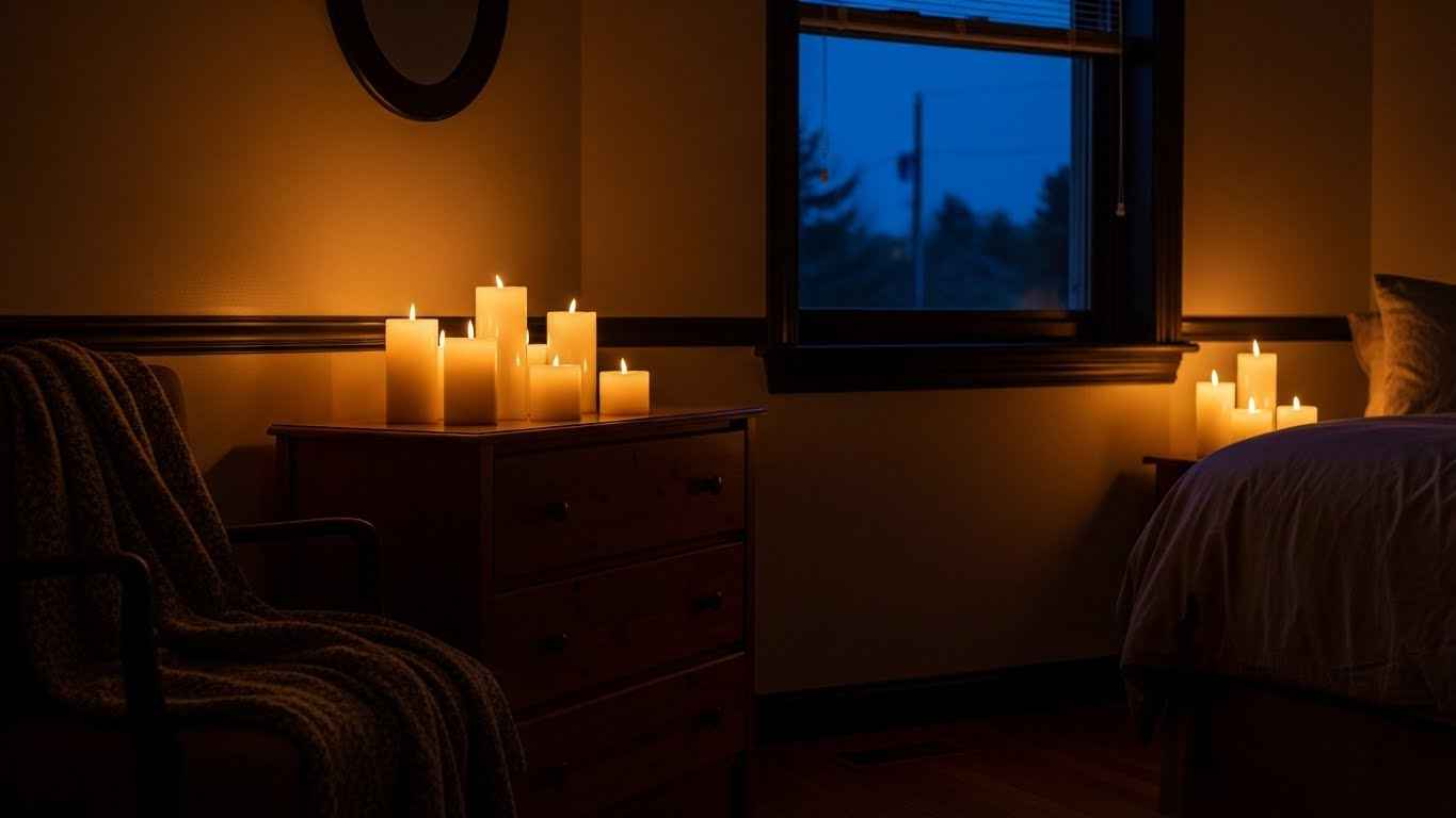 Romantic Ambiance with Candlelight and Shadow