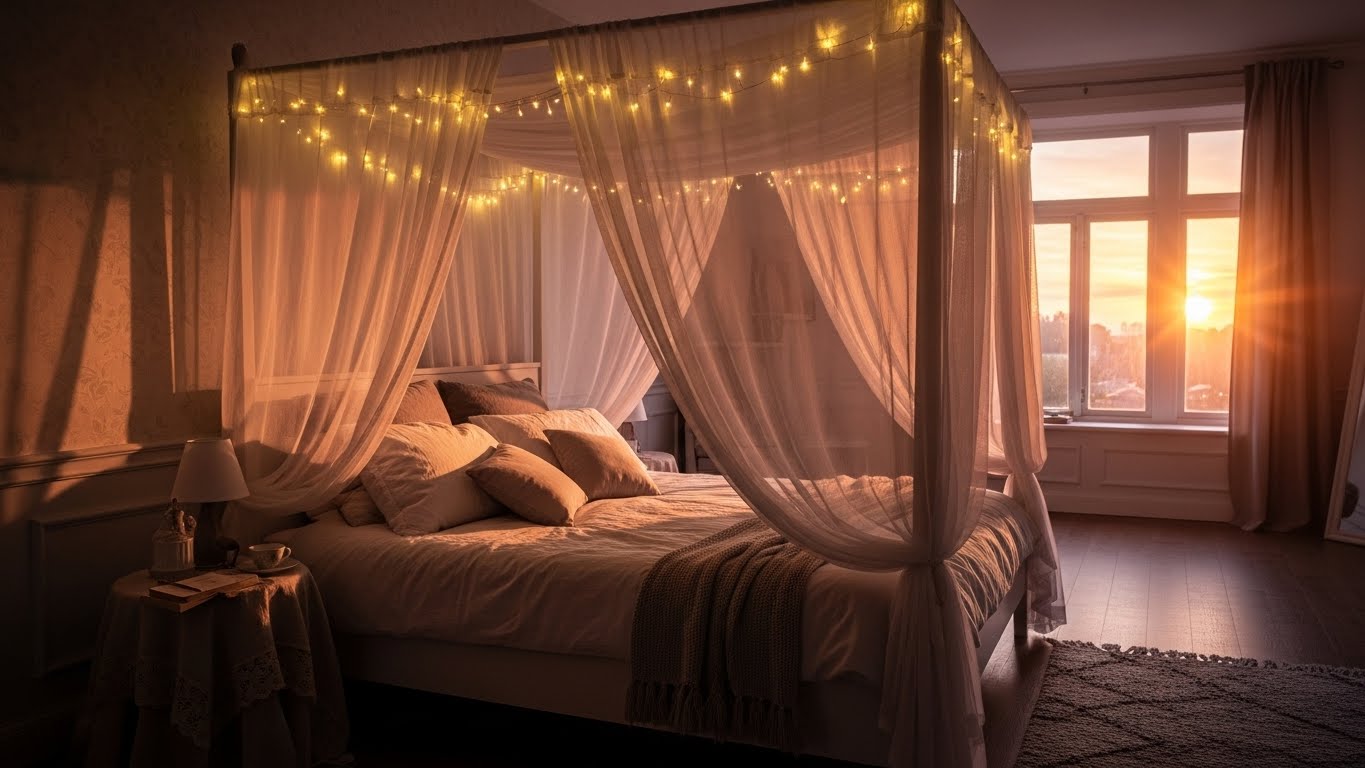 Romantic Twinkling Fairy Light Canopy