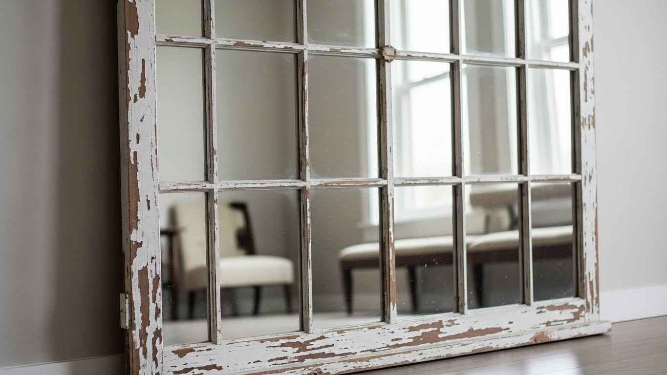 Rustic Window Frame Mirror