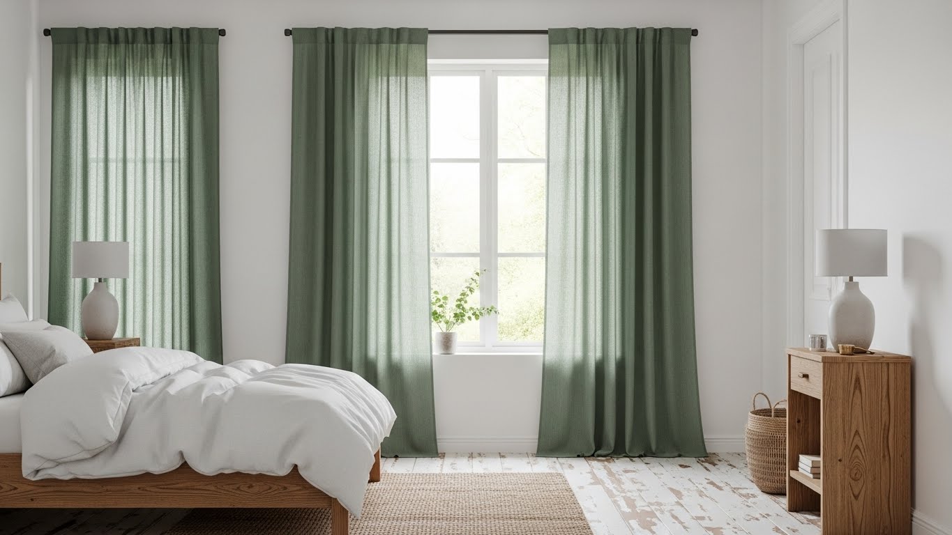 Sage Linen Curtains for Organic Texture