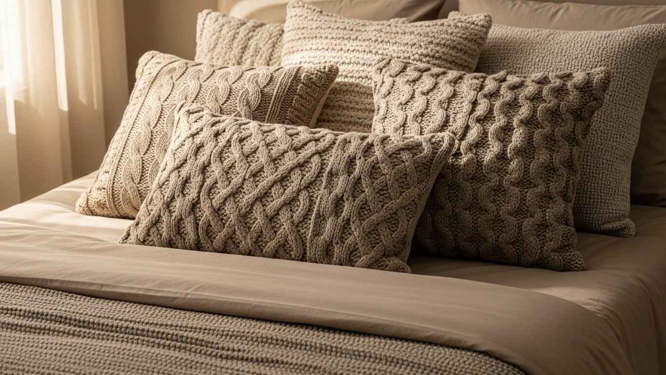 Sandstone Textured Throw Pillows