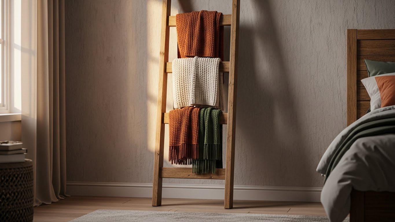 Sliding Ladder Blanket Rack