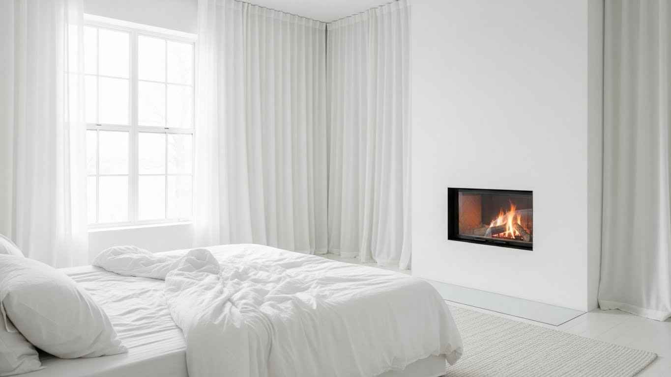 The All-White Serene Fireplace Retreat