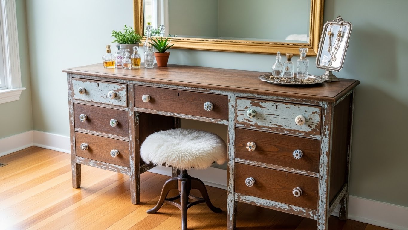 Upcycled Dresser Turned Vintage Vanity