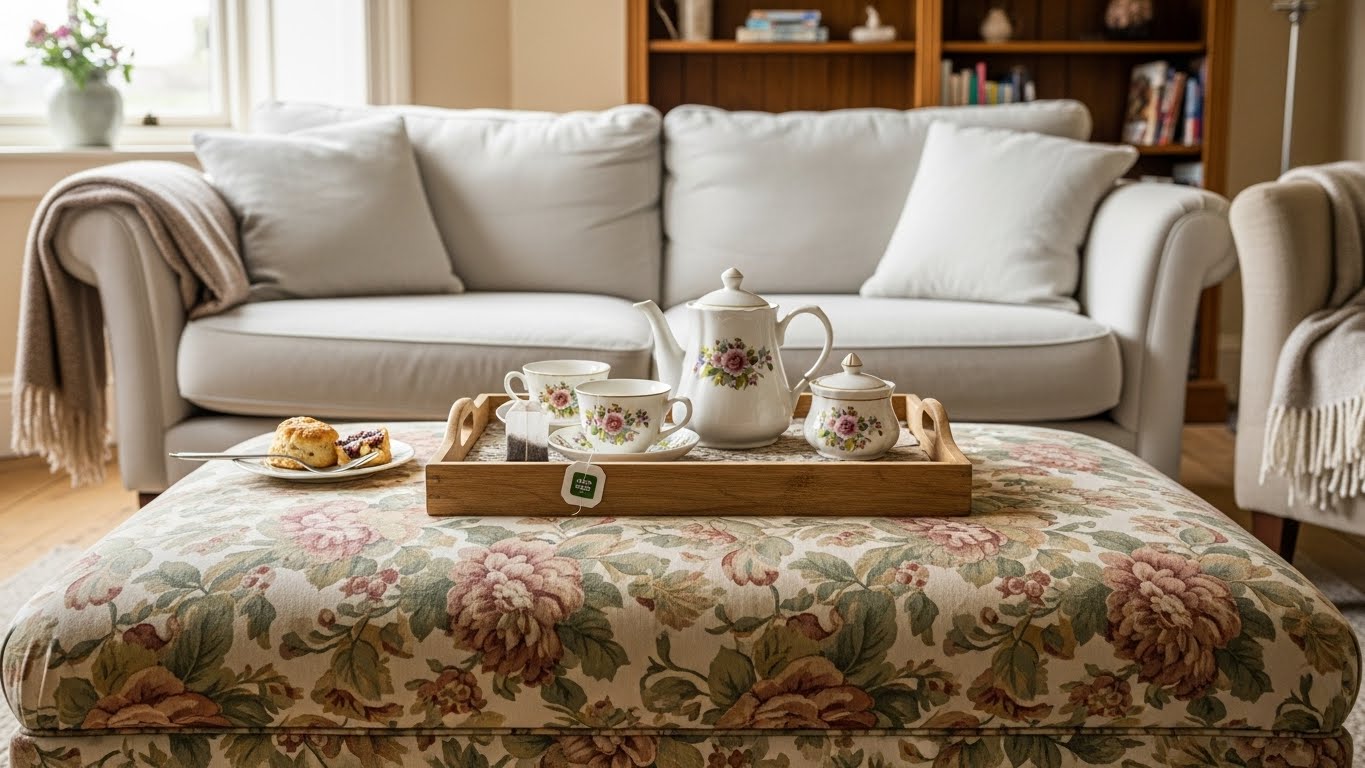 Vintage Floral Printed Ottomans