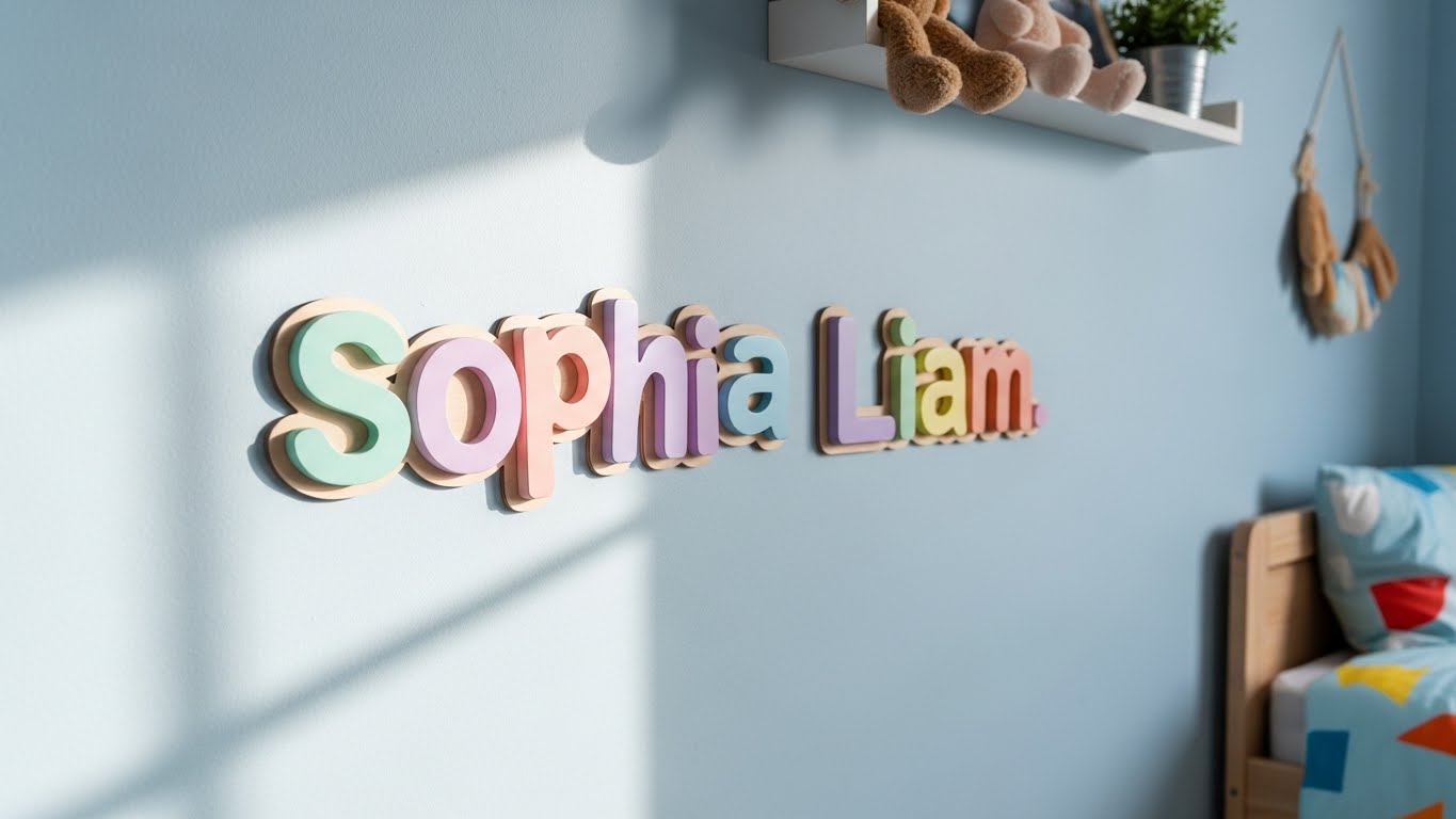 Wooden Name Puzzle on the Wall