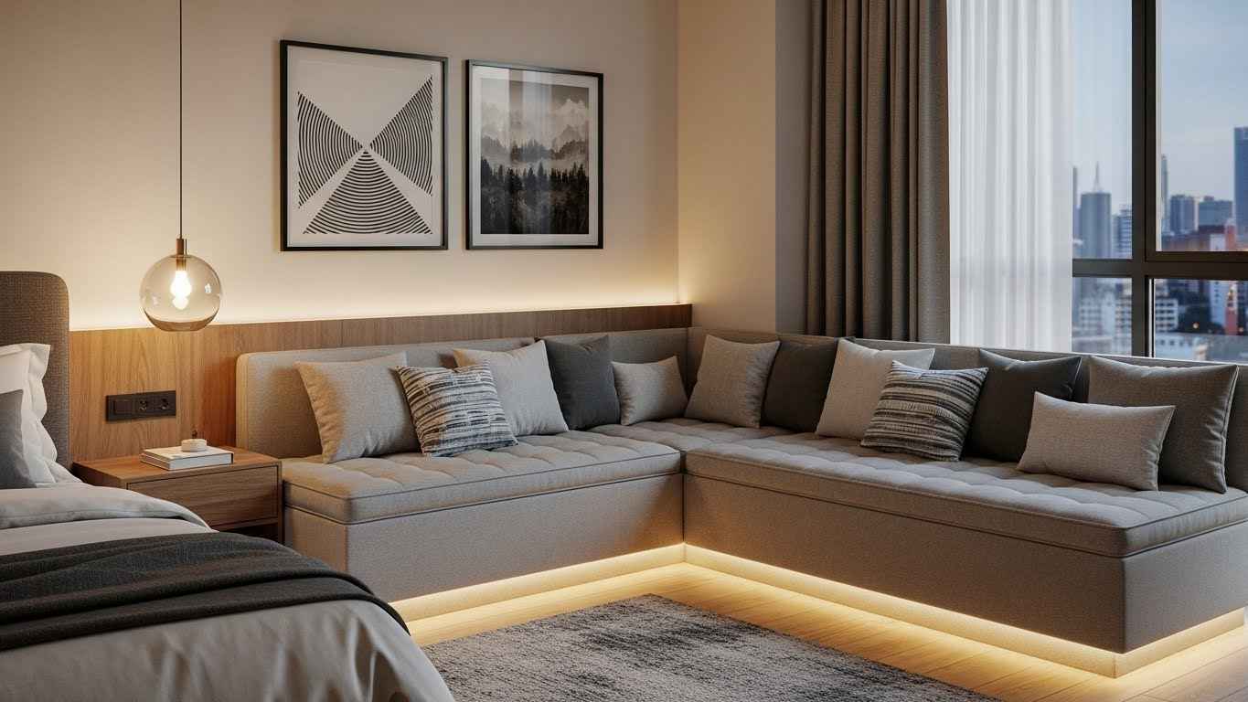 Wraparound Bench for a Social Corner