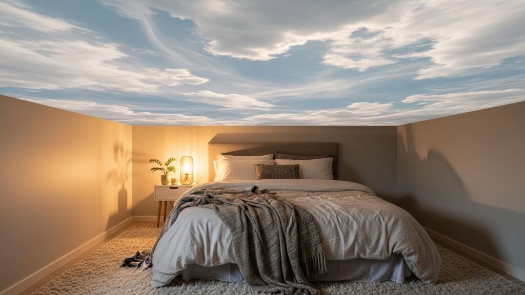 20 Cozy Bedroom Ideas with Ceiling Mural That Elevate