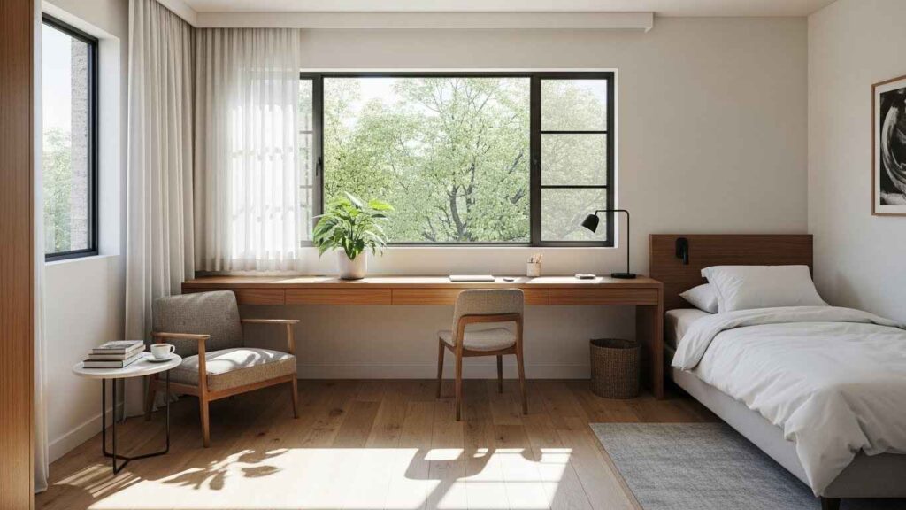20 Guest Bedroom Ideas with Built-In Desk That Combine Rest & Work