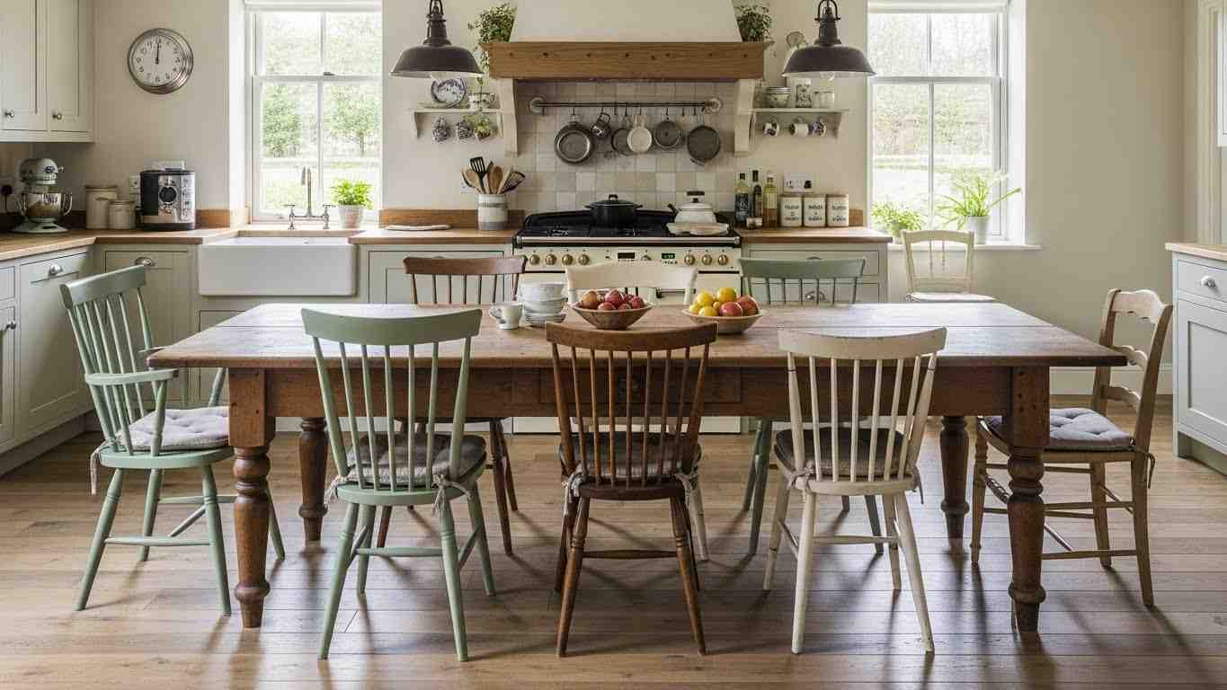 A Classic Wooden Farmhouse Table