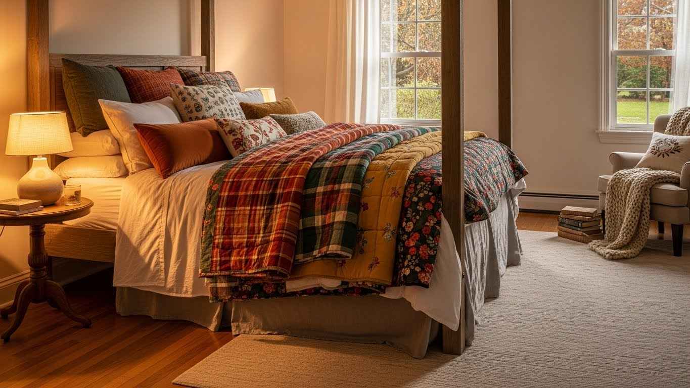A Cozy Canopy Bed with Layered Textiles 