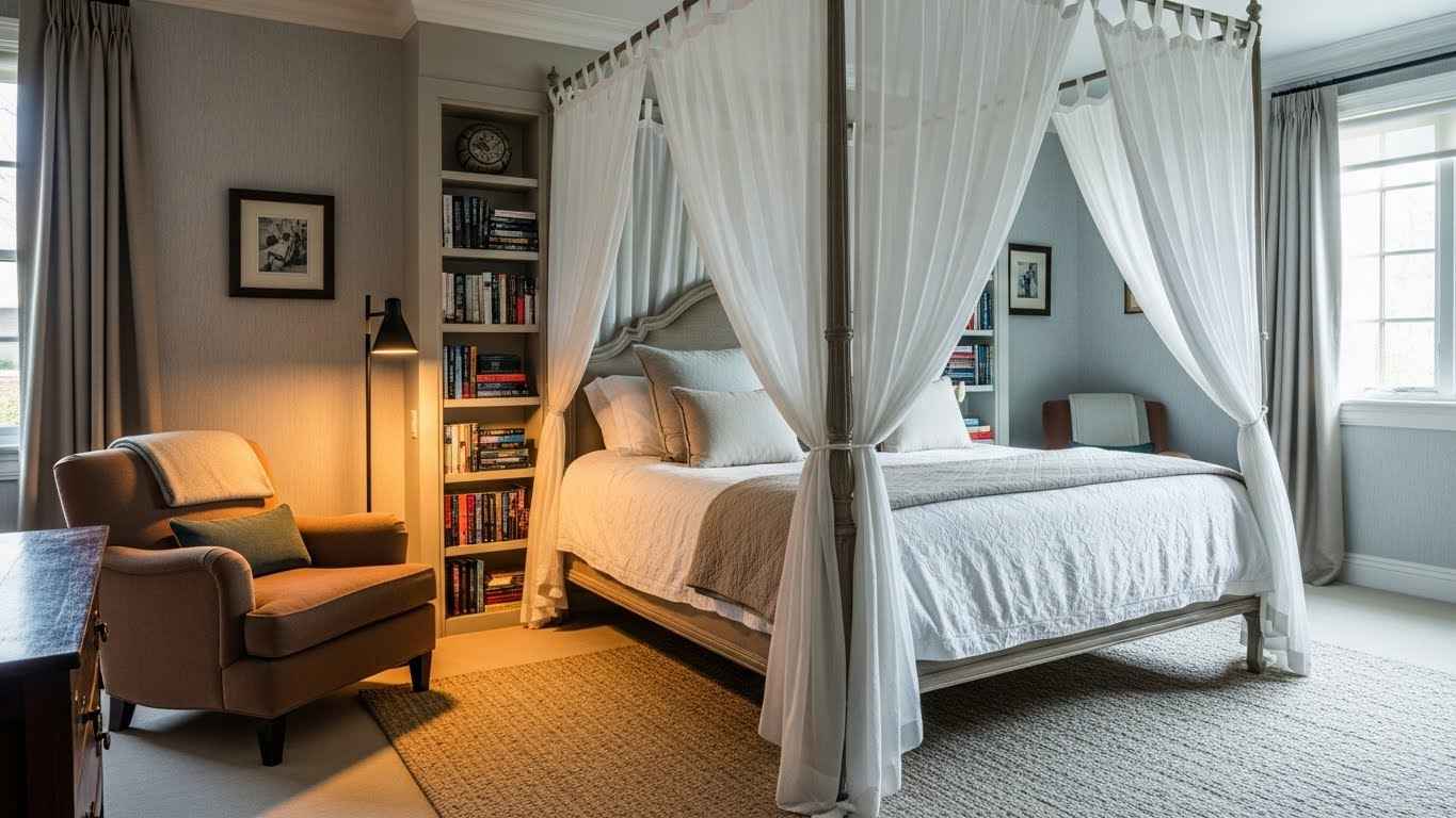 A Cozy Canopy Bed with a Reading Nook